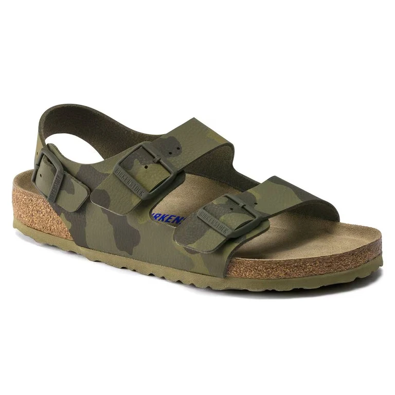 Milano Soft Footbed Birko-Flor Desert Soil Camo Green Sandals
