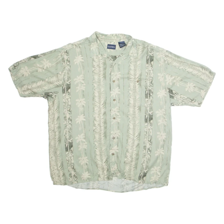 PURITAN Mens Hawaiian Shirt Green Crazy Pattern XL