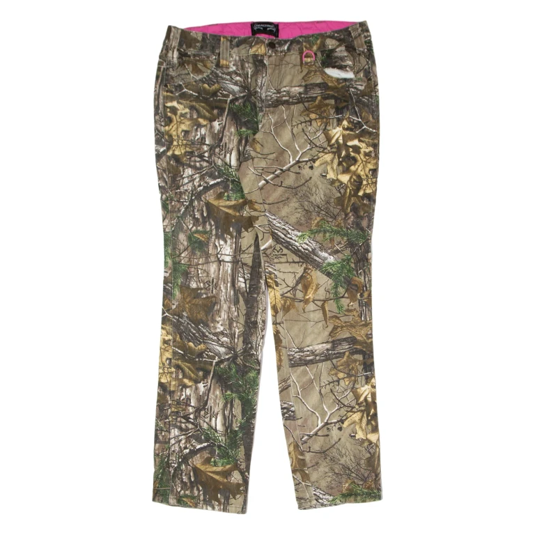 REALTREE Camouflage Womens Twill Trousers Brown Regular Tapered W36 L31