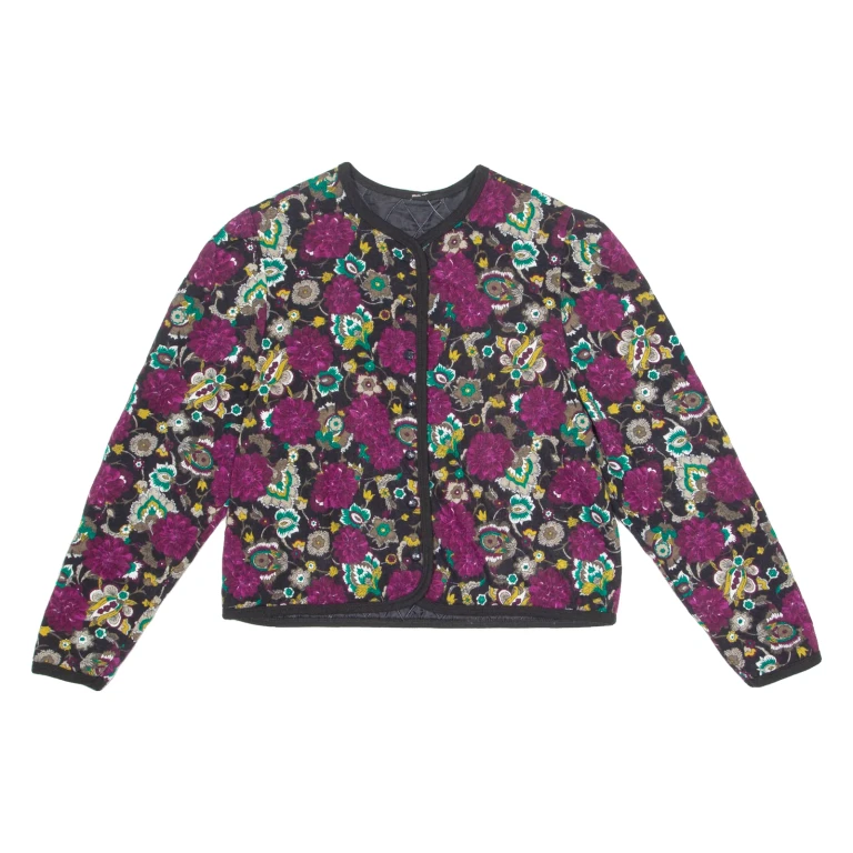 Womens Printed Blouse Purple Long Sleeve Floral M