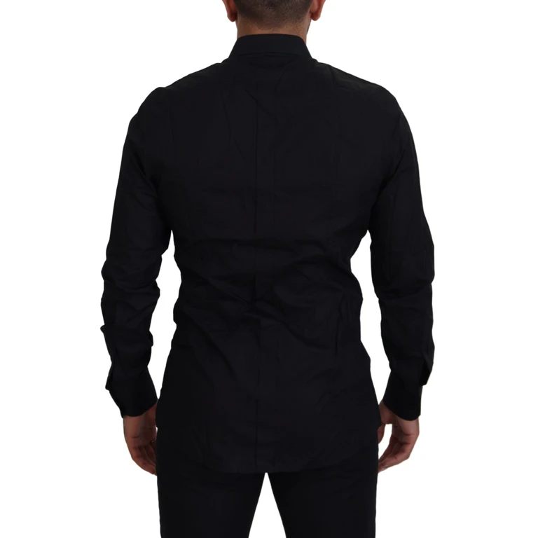 Dolce & Gabbana Black Gold Crown Slim Fit Dress Formal Shirt Cotton - Men