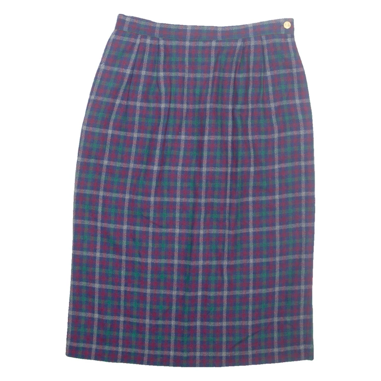 HABERDASHERY Womens Pencil Skirt Red Midi Wool Check M