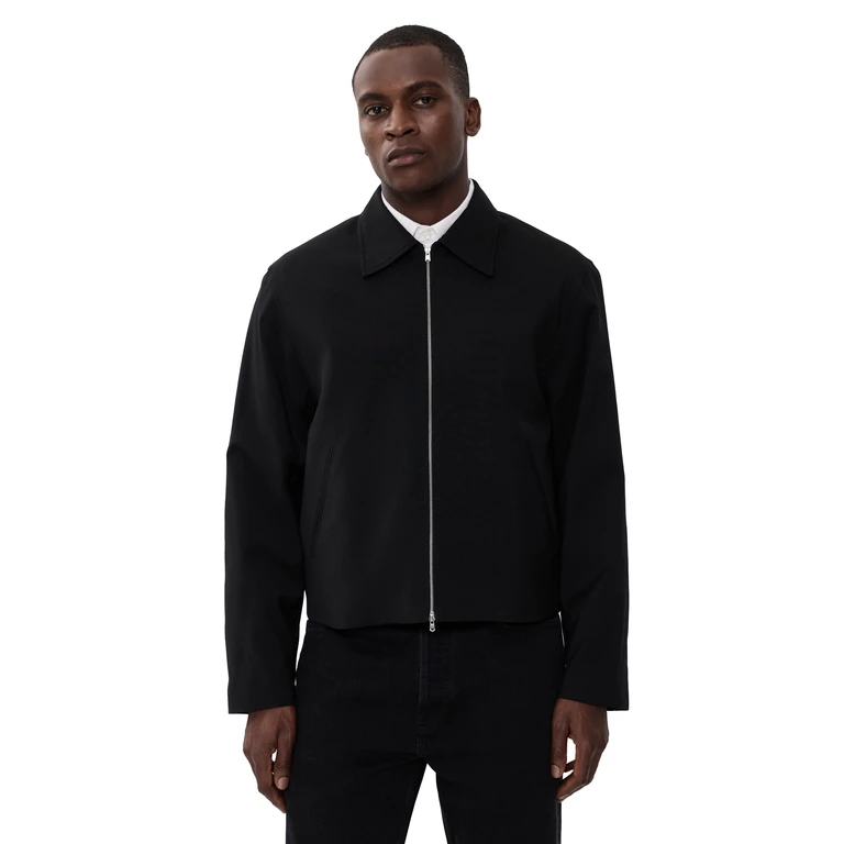 Wool Mini Jacket Black Worsted Wool 50