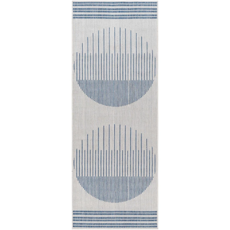 Aviya Blue & Gray Outdoor Area Rug - Clearance