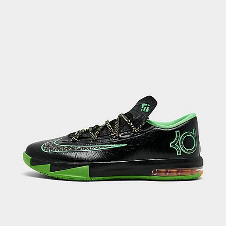 Big Kids KD 6 Basketball Shoes in Black/Multi-Color/Light Lucid Green Size: 3.5