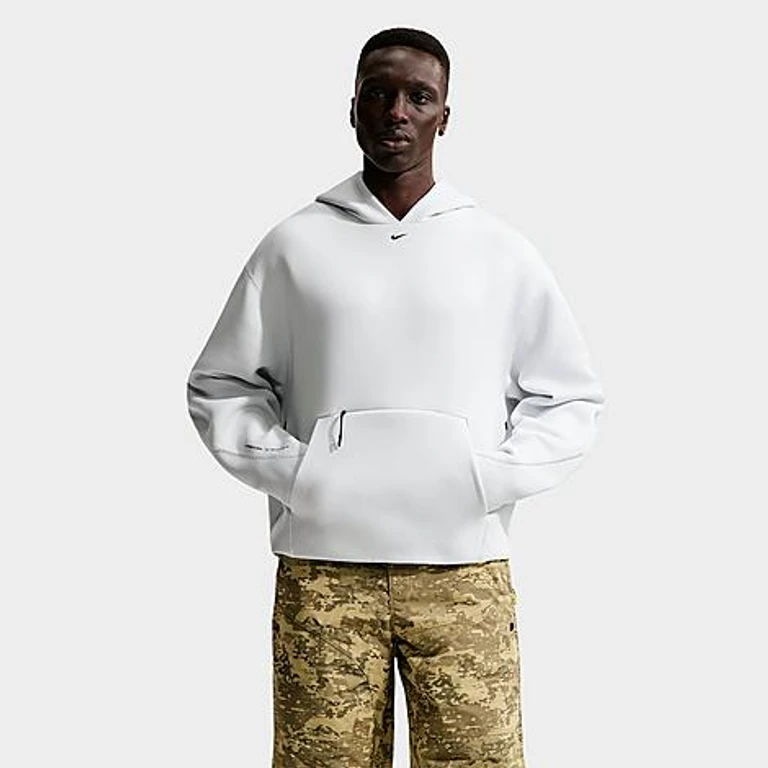 Nike Men's Tech Ergo Fleece Pullover Hoodie in Off White/Black Size: XS