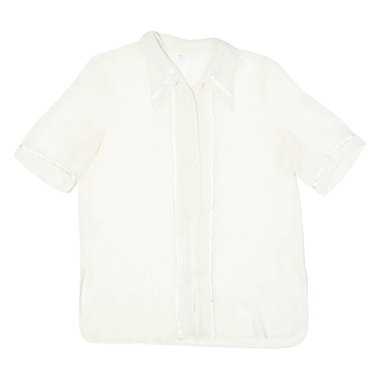 INTERSZYK Womens Plain Shirt Cream 80s UK 14