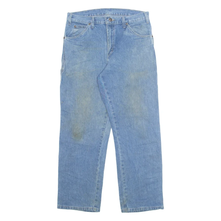 CARHARTT Carpenter Cargo Mens Jeans Blue Loose Straight W32 L30