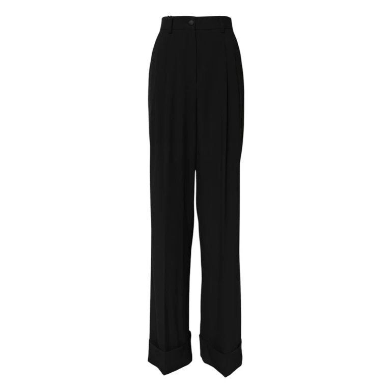 Dolce & Gabbana Black Wool High Waist Formal Pants Virgin Elastane - Women