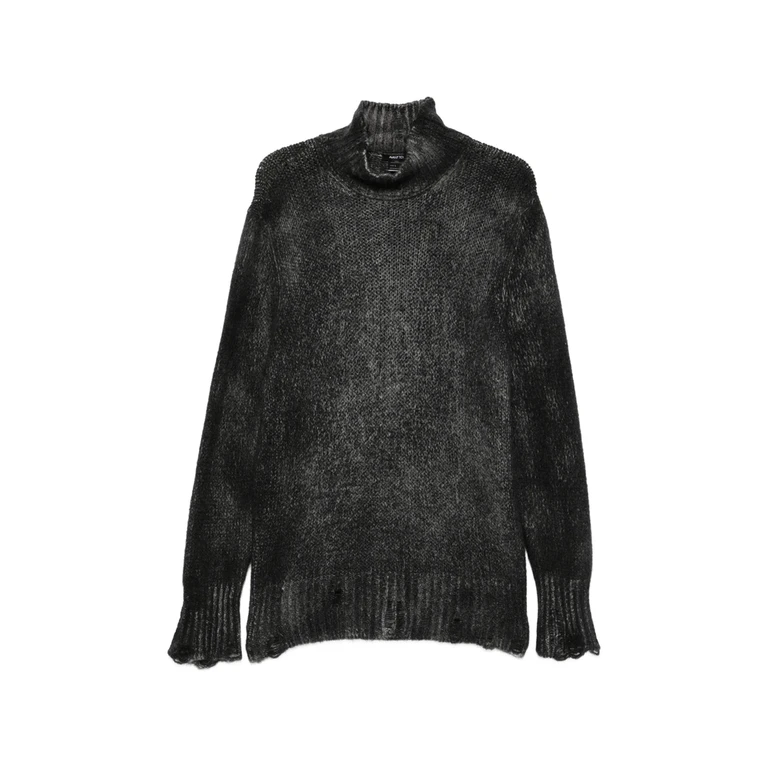 Avant Toi Distressed Roll-neck Sweater