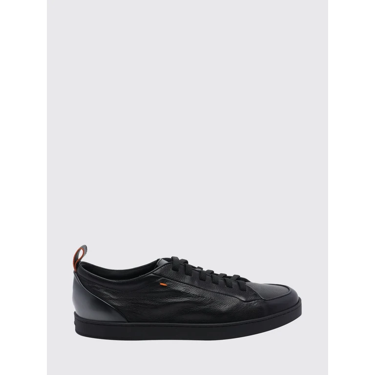 Pebbled Leather Low Top Trainers with Round Toe and Embossed Logo (MBNO22184NEATFRIN01)