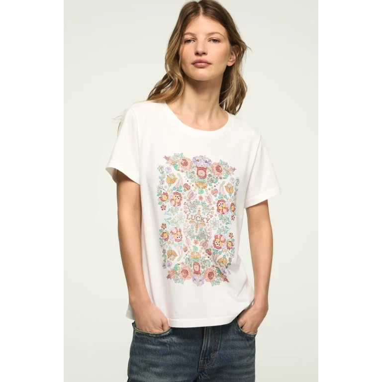 Women's Floral Poster Embellished Classic Crew