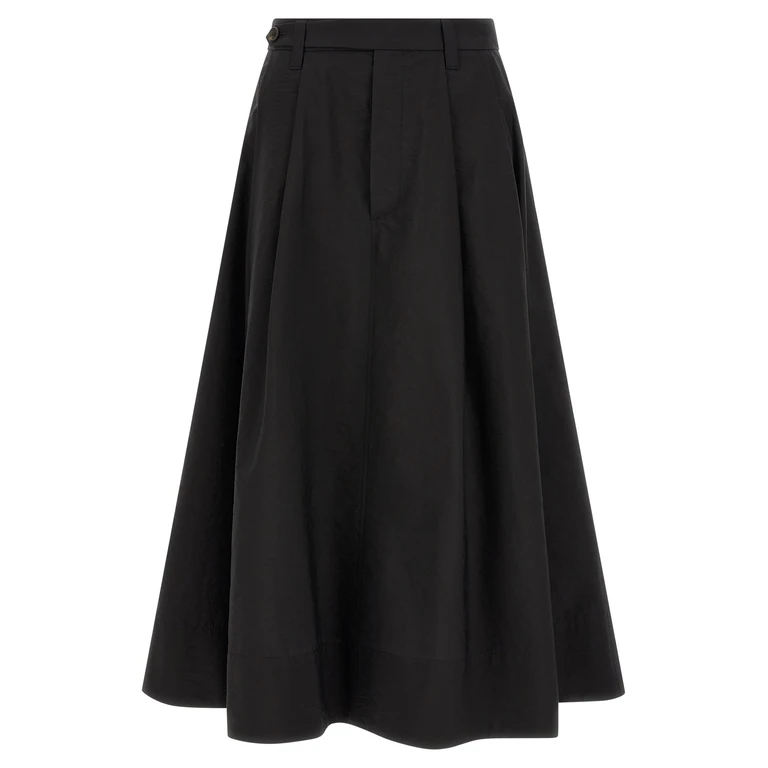 Brunello Cucinelli Black Cotton Midi Skirt - Women