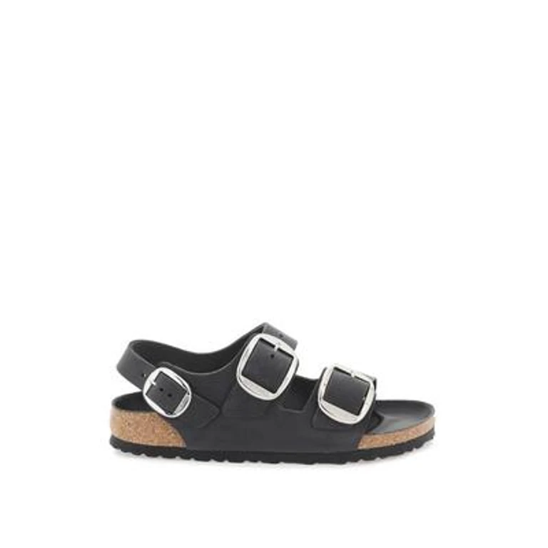 Unisex Milano Big Buckle Natural Leather Black