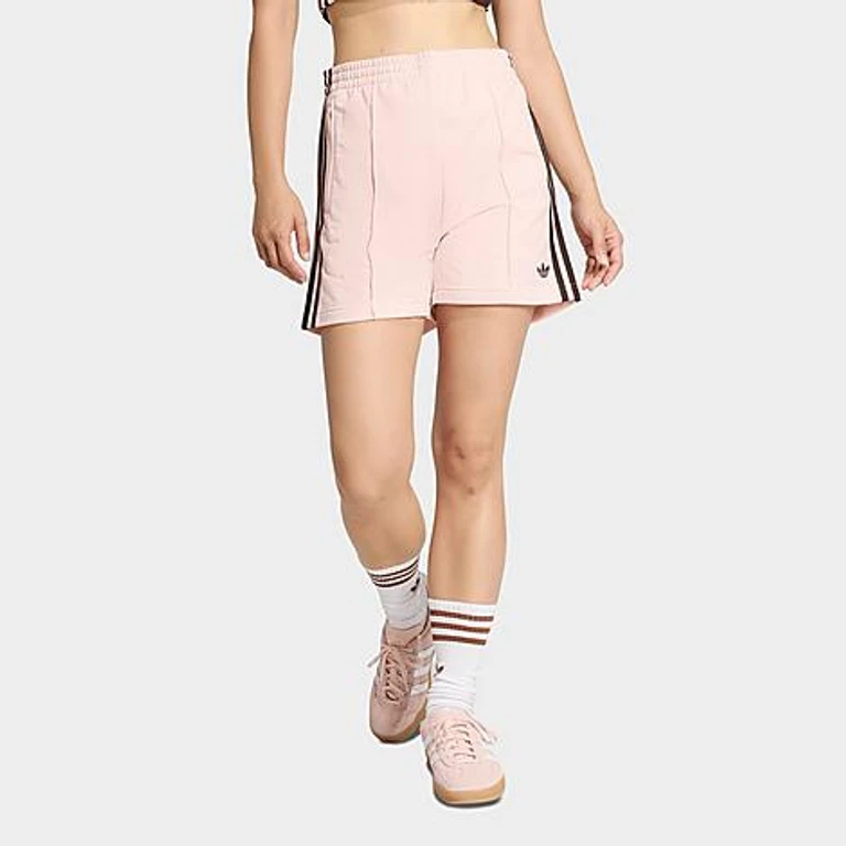 adidas Women's Originals Firebird Classic Shorts in Sandy Pink/Aurora Coffee Size: XS