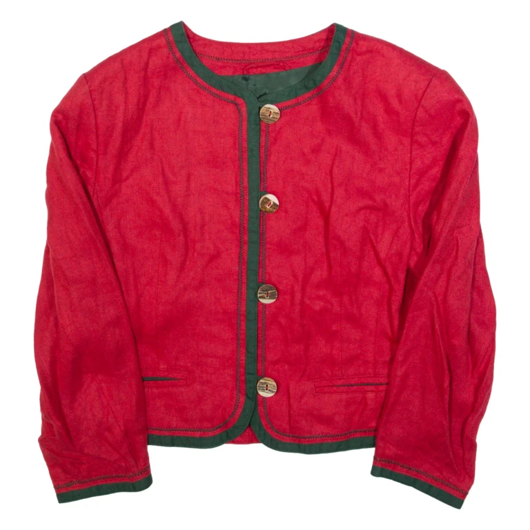 RESI HAMMERER Womens Blazer Jacket Red Linen 90s S
