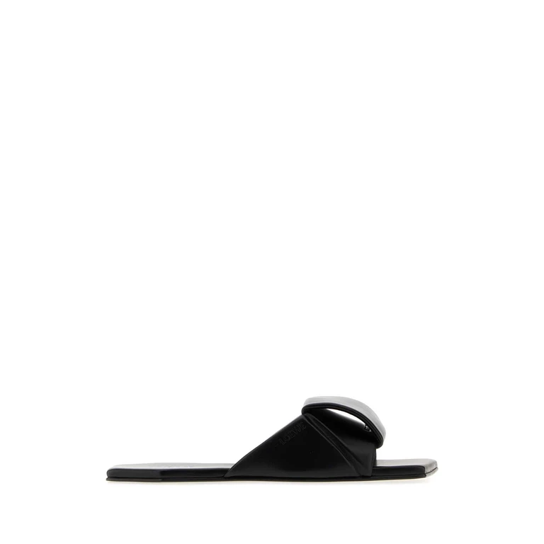 Loewe Black Leather Origami Slippers - Women