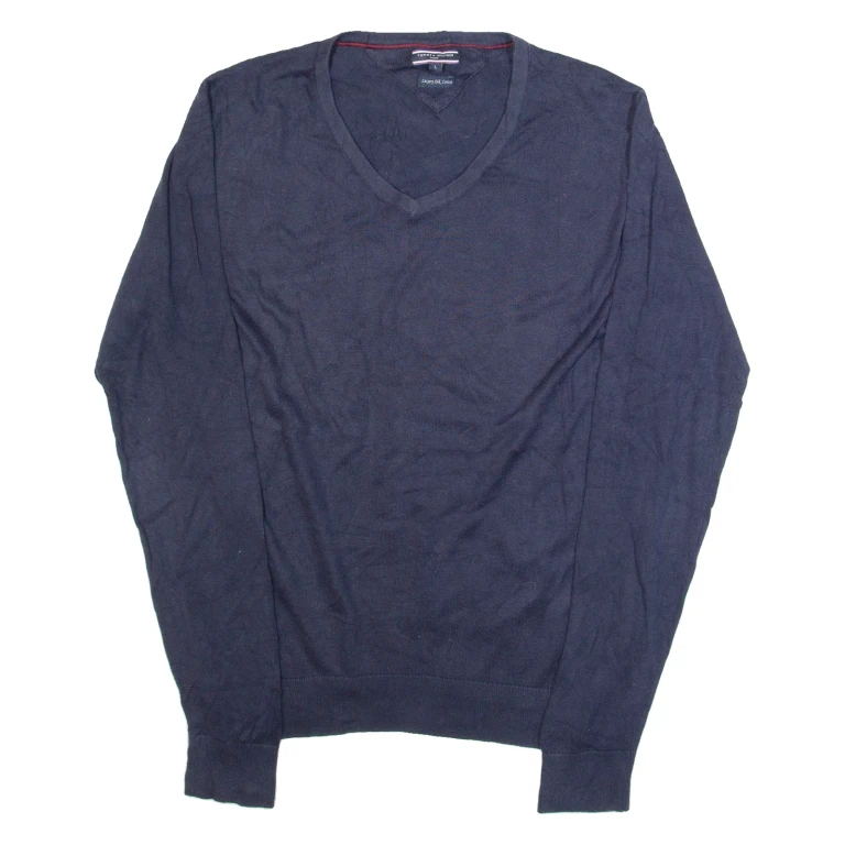 TOMMY HILFIGER Mens Jumper Blue Tight Knit L