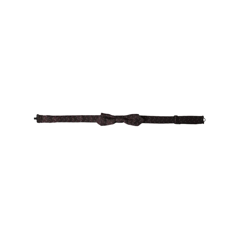 Dolce & Gabbana Maroon Silk Patterned Adjustable Neck Papillon Bow Tie - Men