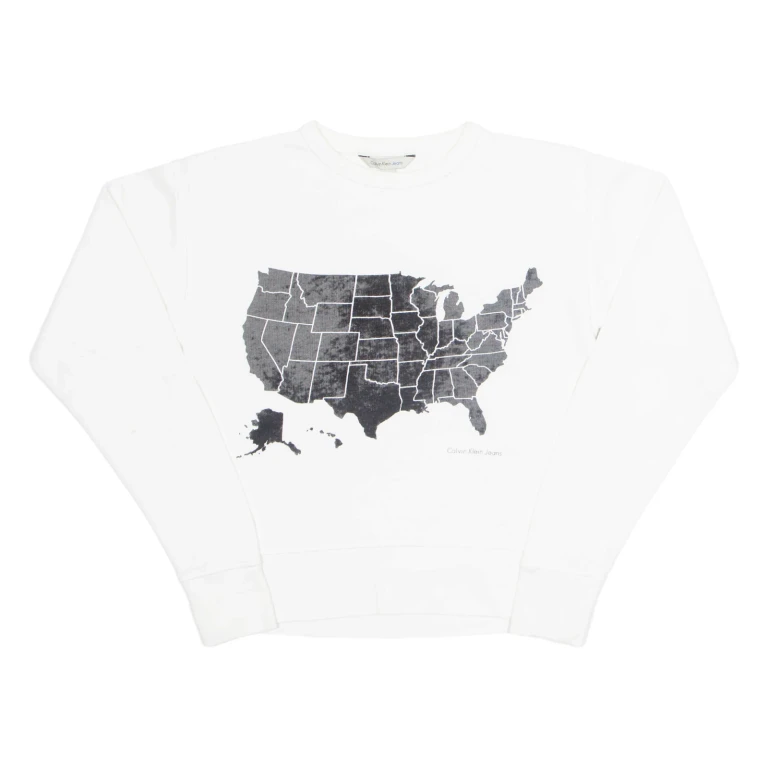 CALVIN KLEIN JEANS USA Womens Sweatshirt White S
