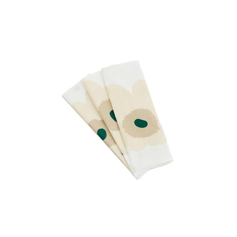 Marimekko Unikko Fabric Napkin Set White/Hay/Sand/Emerald One Size