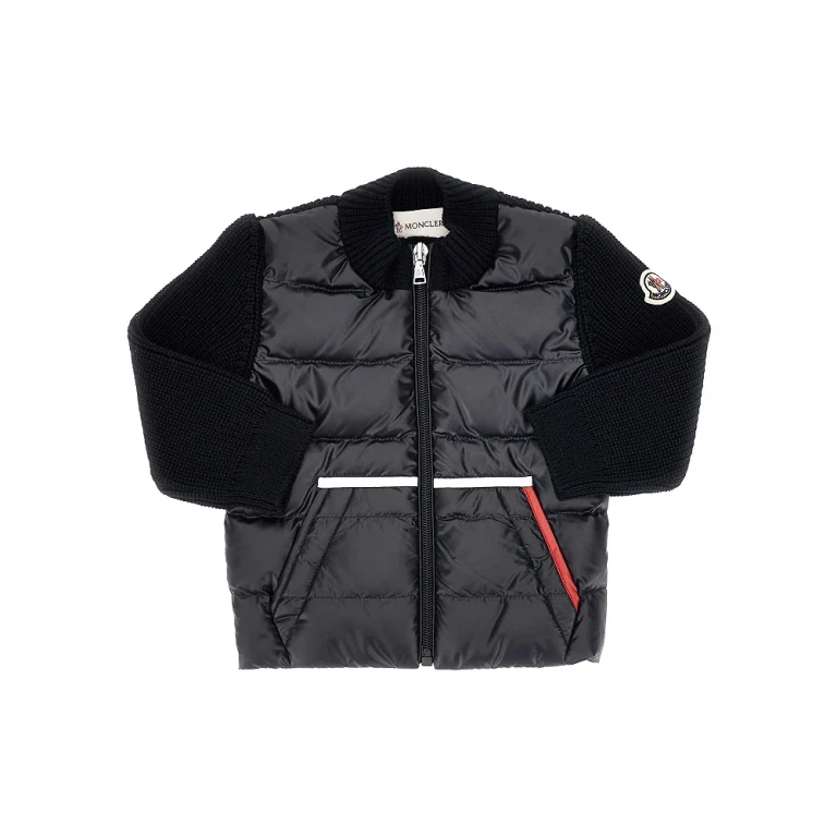 Ribbed wool and padded nylon cardigan Kids 9-12M
