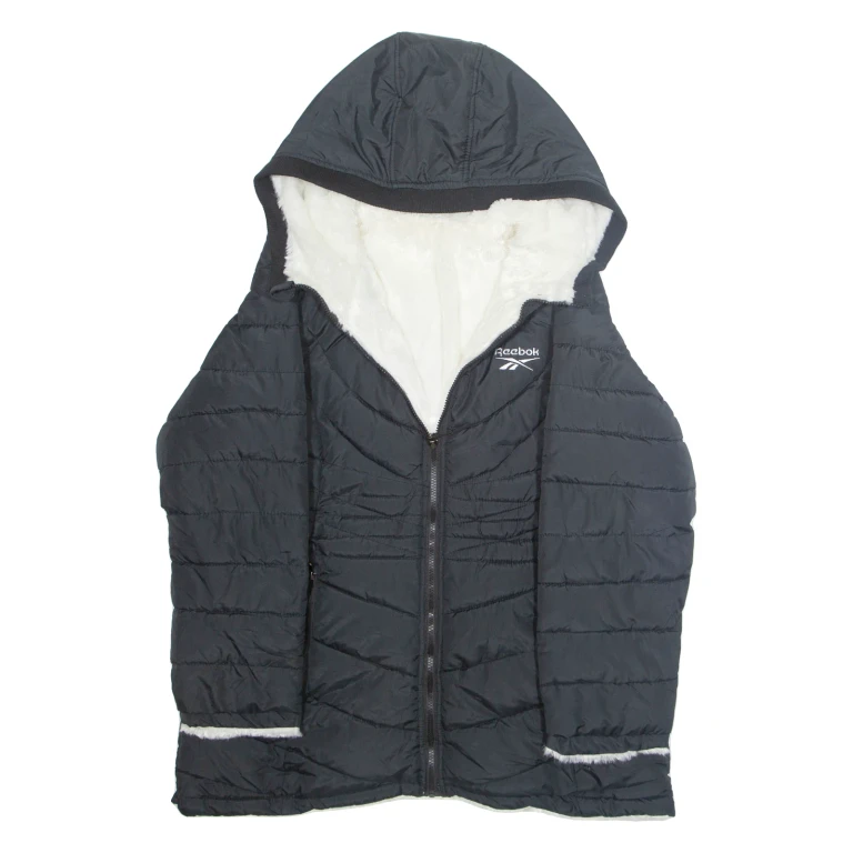 REEBOK Womens Parka Coat Black Hooded L