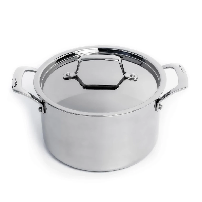 Professional Tri-Ply 18/10 Stainless Steel 8" Stockpot with SS Lid, 4qt.