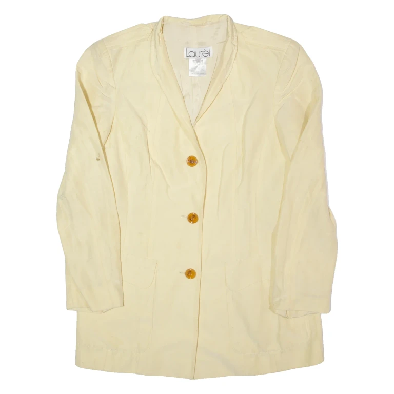 LAUREL Womens Blazer Jacket Yellow Linen 90s M