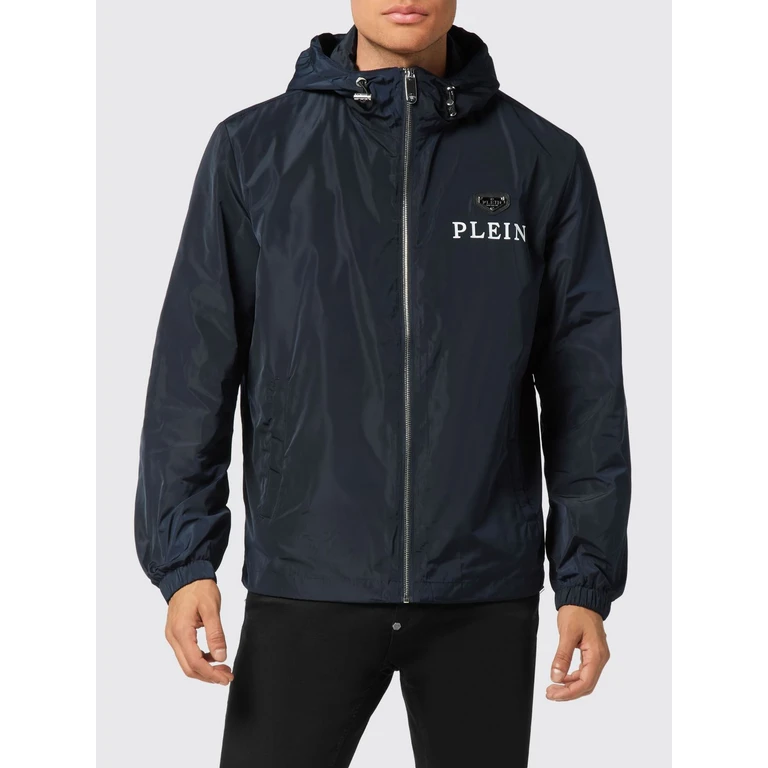 Technical Fabric Hooded Windbreaker Jacket with Logo Print (UAECMRB2974PNY002N14)