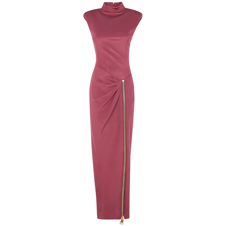 Dress Long Slit Zipped Compact Jersey