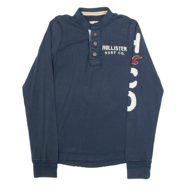 HOLLISTER Mens Polo Shirt Blue Long Sleeve S
