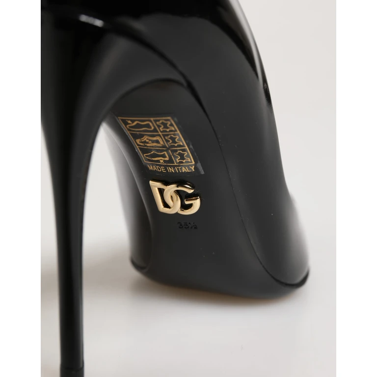 Dolce & Gabbana Black Calf Leather Stiletto Heels Pumps Shoes - Women