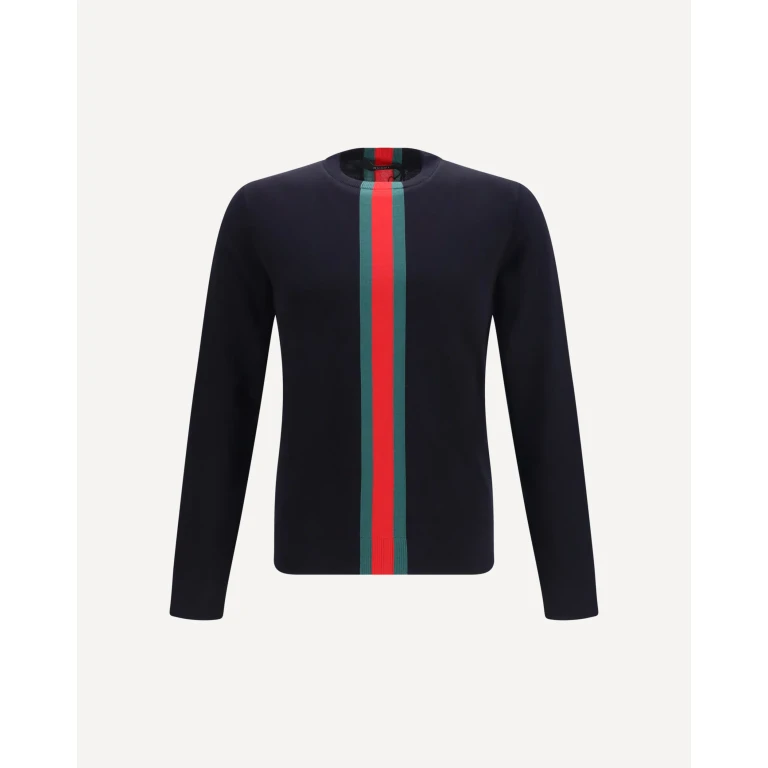 GUCCI Knitted cotton Sweater with Web intarsi Male M