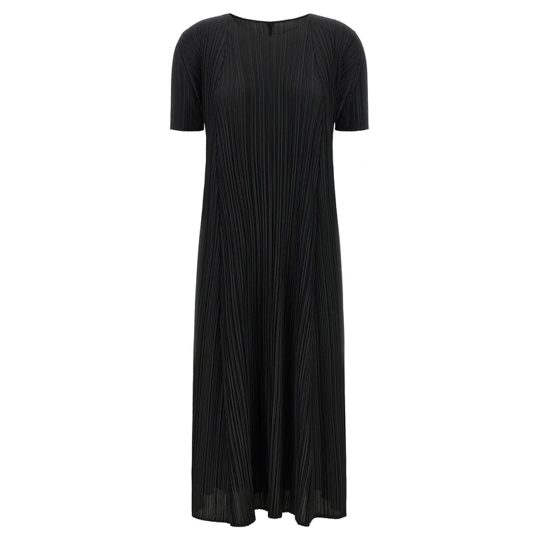 Pleats Please Issey Miyake Black Polyester Midi Dress - Women