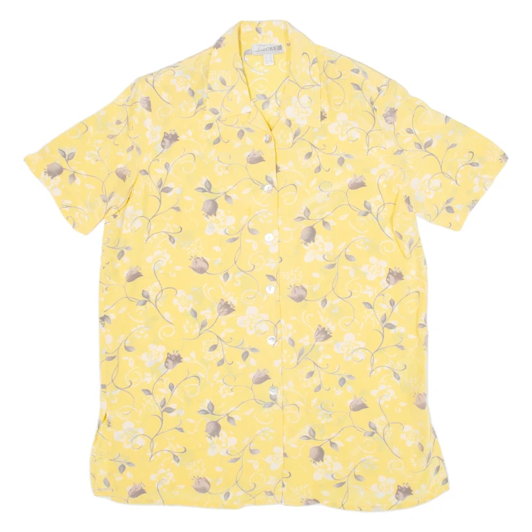 CARAT Womens Shirt Yellow Floral UK 14