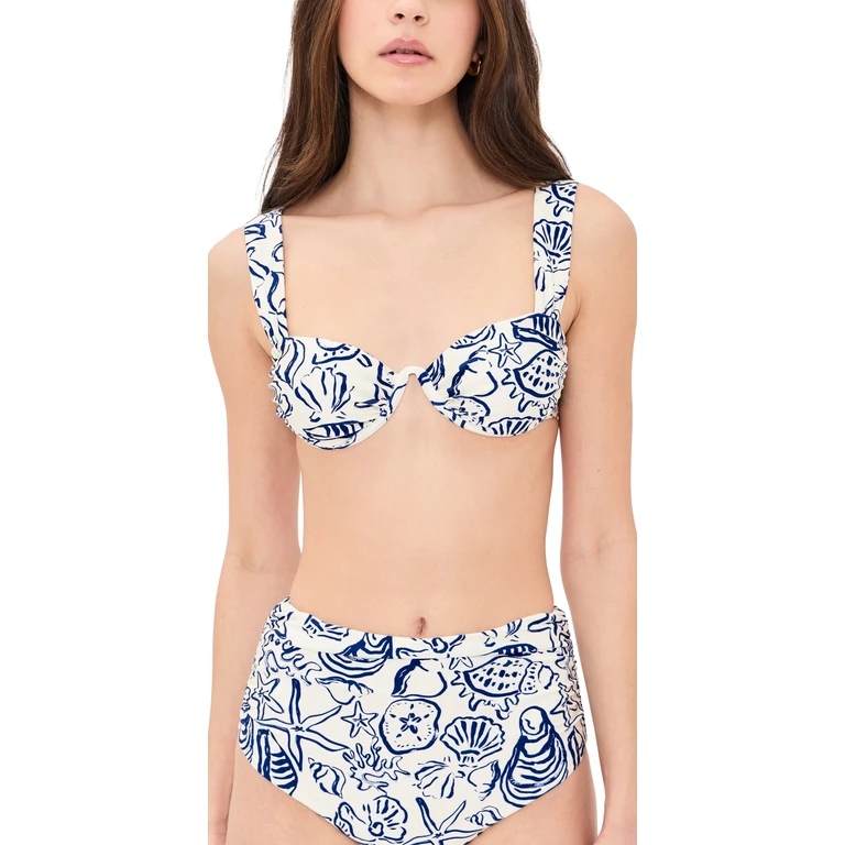 SIMKHAI Anniston Ruched Cup Bikini Top Blueberry Multi L