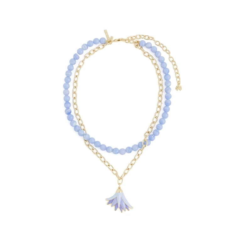 Lele Sadoughi Enamel Lotus Necklace Lavender One Size