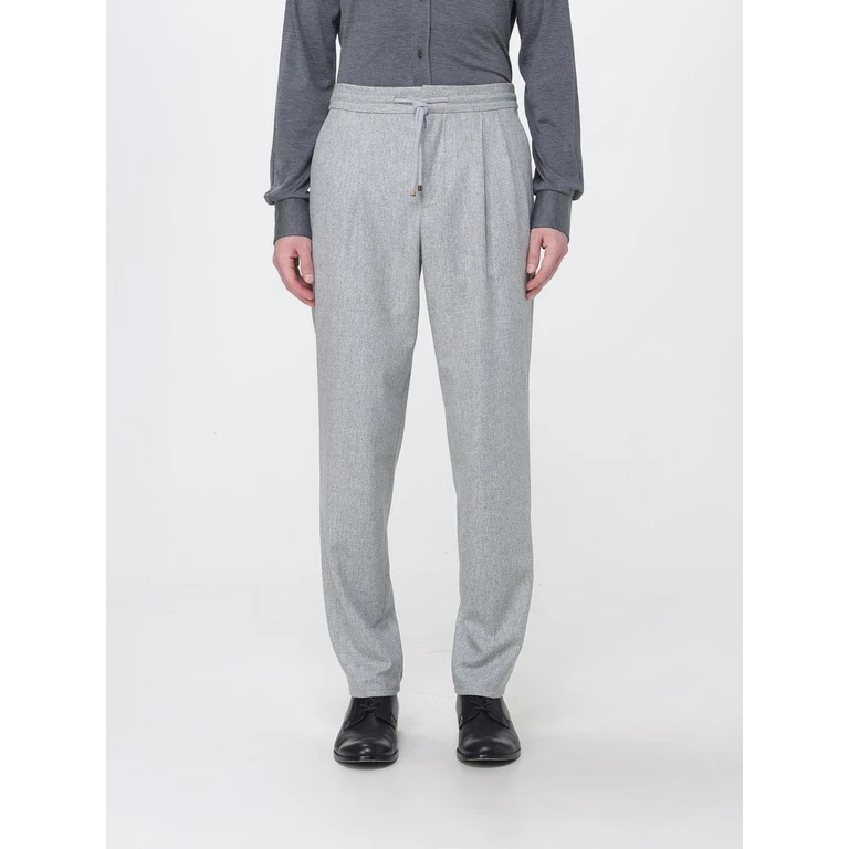 Virgin Wool Slim Fit Trousers with Drawstring Waist (M038PE1710C511)