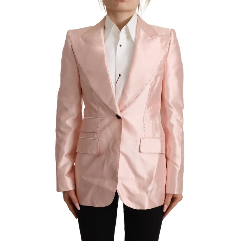 Dolce & Gabbana Pink Satin Long Sleeves Blazer Coat Jacket Silk Clothing - Women