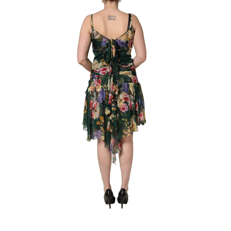 Dolce & Gabbana Multicolor Floral Print Sleeveless Mini Dress Silk - Women