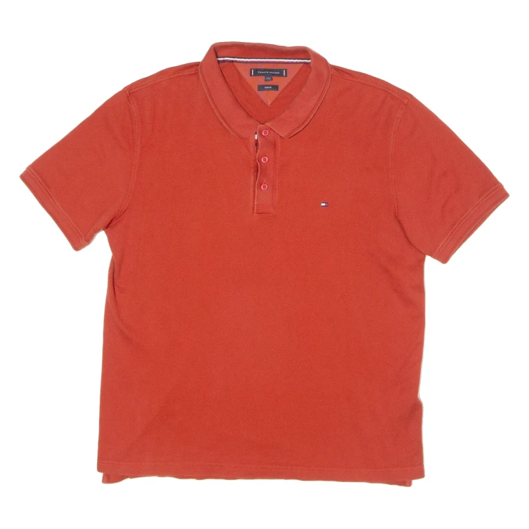 TOMMY HILFIGER Mens Polo Shirt Orange 2XL
