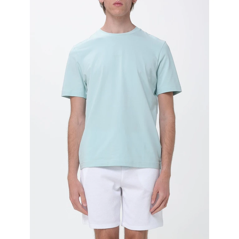 Crew Neck Stretch-Cotton T-shirt with Contrast Chest Logo (50473278447)