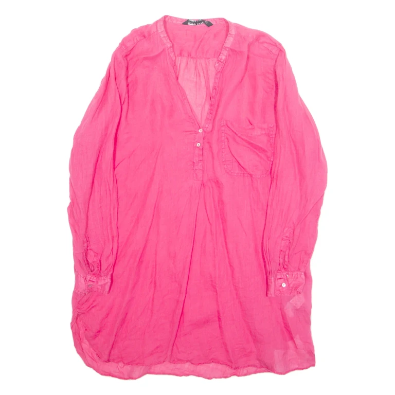 ZARA Beach Overlay Womens Blouse Pink Long Sleeve XL