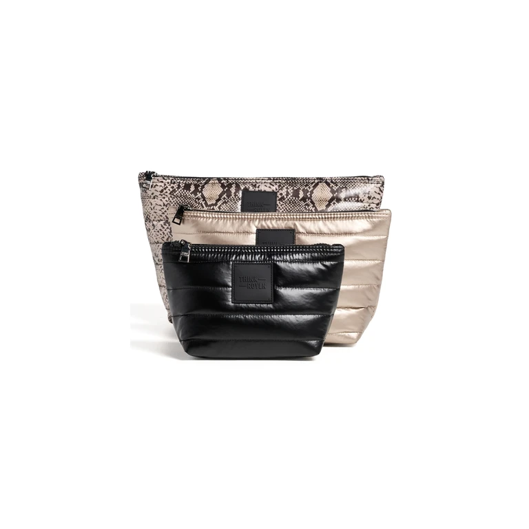 Think Royln Travel Trio Pouches Python/Pearl Cashmere/Black One Size