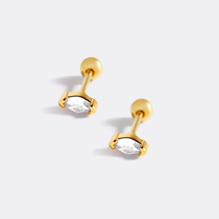 Marquis Gemstone Sleeper Stud Earrings
