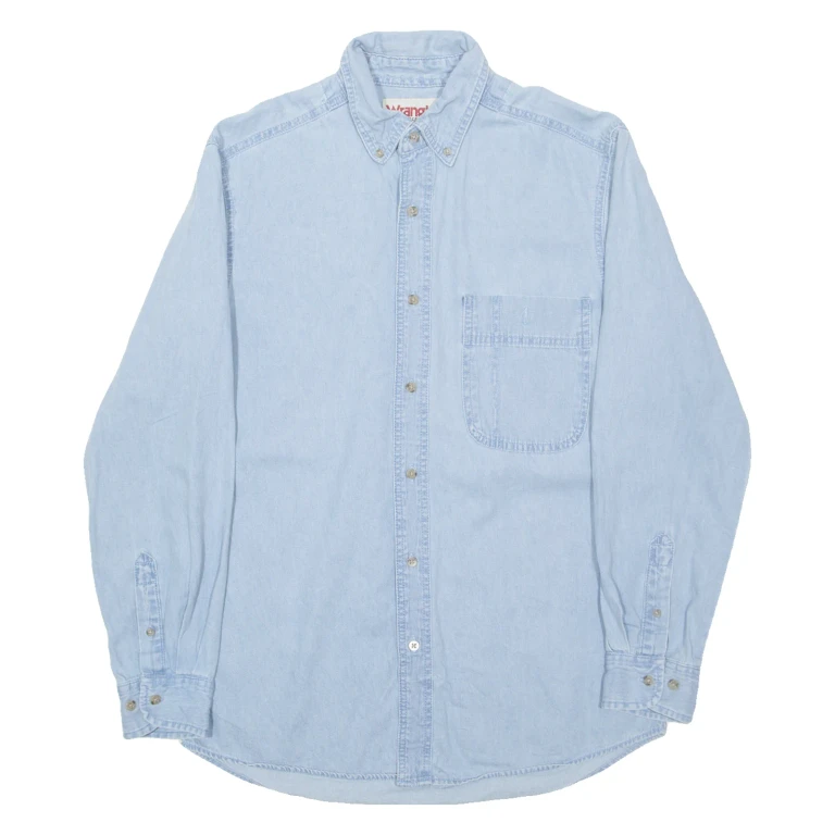 WRANGLER Mens Denim Shirt Blue Long Sleeve M