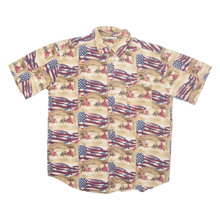 WOODLAND CREEK Mens Shirt Brown Crazy Pattern M