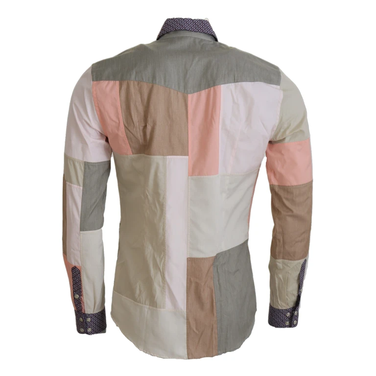Dolce & Gabbana Multicolor Cotton Patchwork Slim Shirt - Men