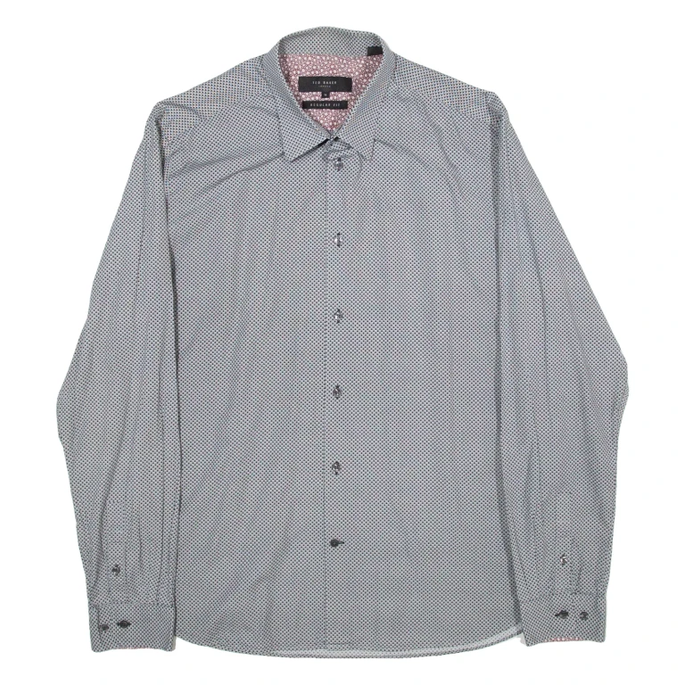 TED BAKER Regular Fit Mens Shirt Grey Long Sleeve M